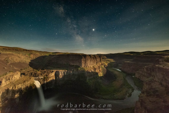 Milky Way, Jupiter, and Palouse Falls. 